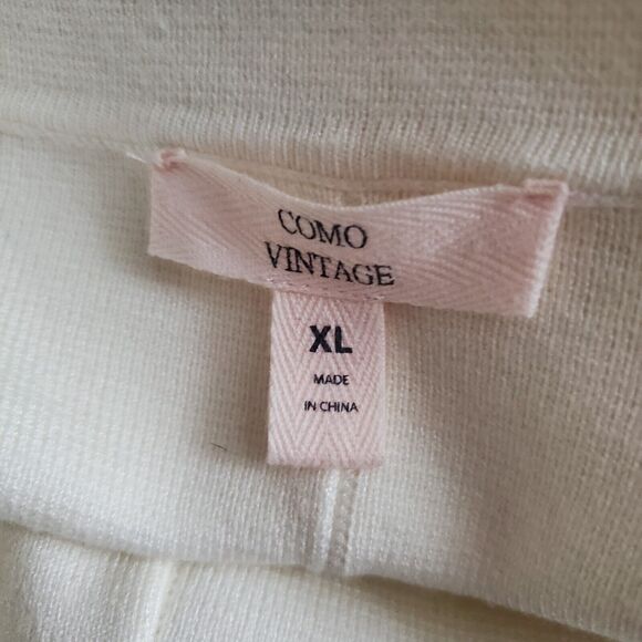 Como Vintage Cardigan Blazer XL Ivory White Knit Cable Sleeves Preppy Classic - Picture 9 of 10